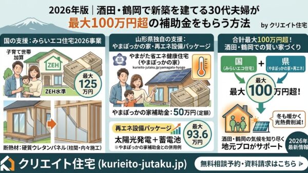 2026年版｜酒田市・鶴岡市で新築を建てる30代夫婦が最大100万円超の補助金をもらう方法