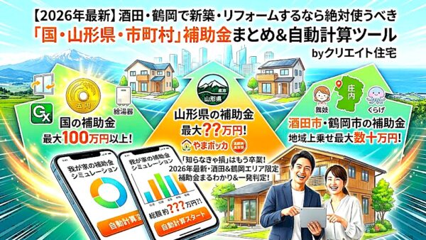 【2026年最新】酒田・鶴岡で新築・リフォームするなら絶対使うべき「国・山形県・市町村」補助金まとめ＆自動計算ツール