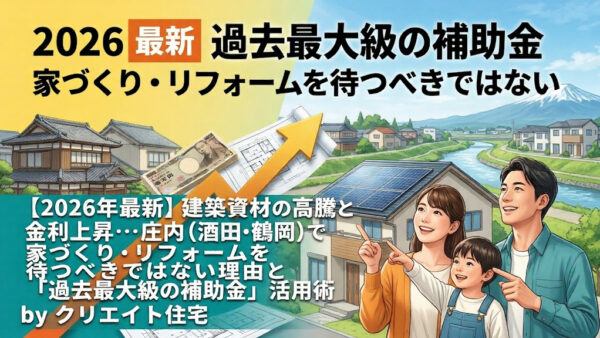 【2026年最新】建築資材の高騰と金利上昇…庄内（酒田・鶴岡など）で家づくり・リフォームを待つべきではない理由と「過去最大級の補助金」活用術